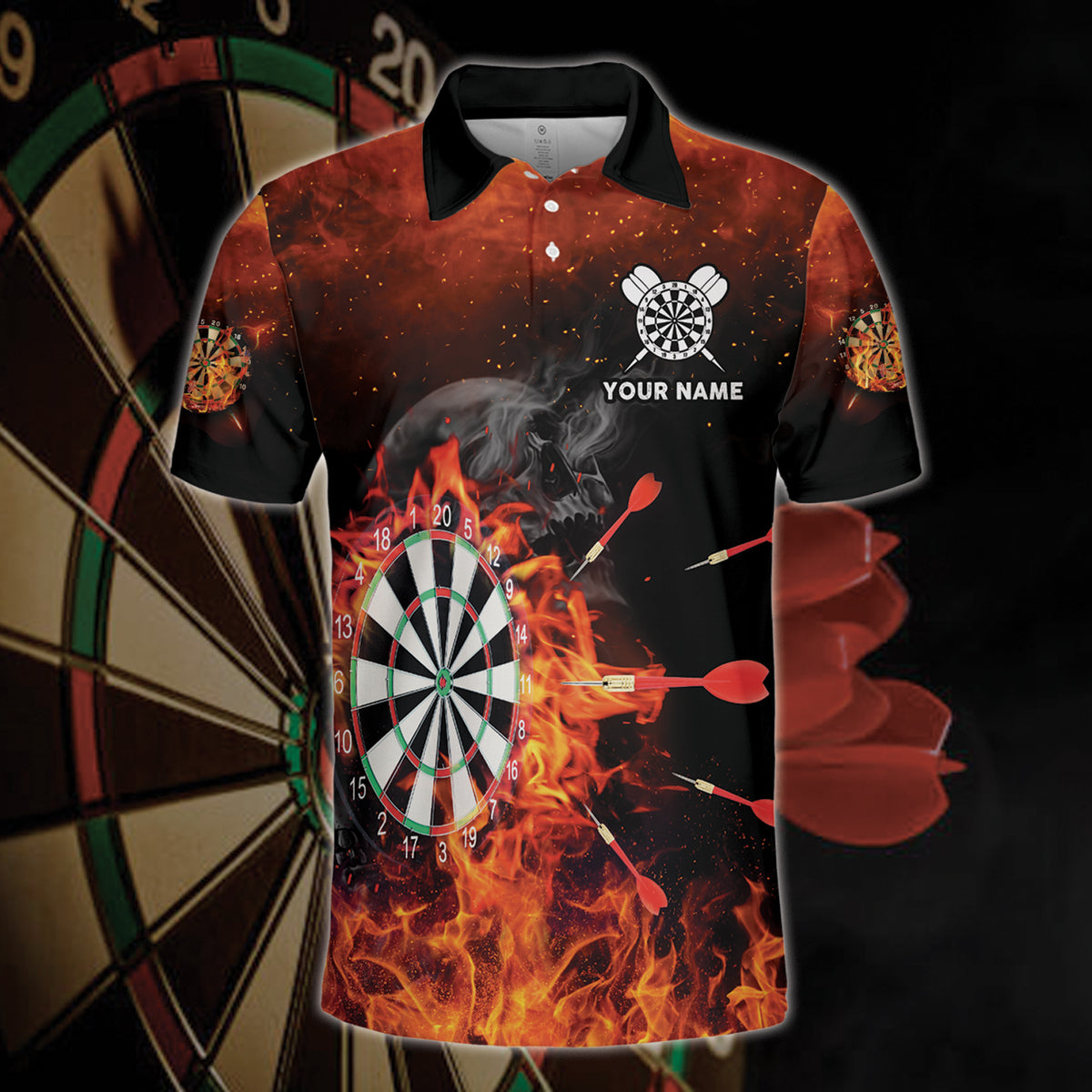 Personalized Name Darts Skull All Over Printed Unisex Shirt Q210901