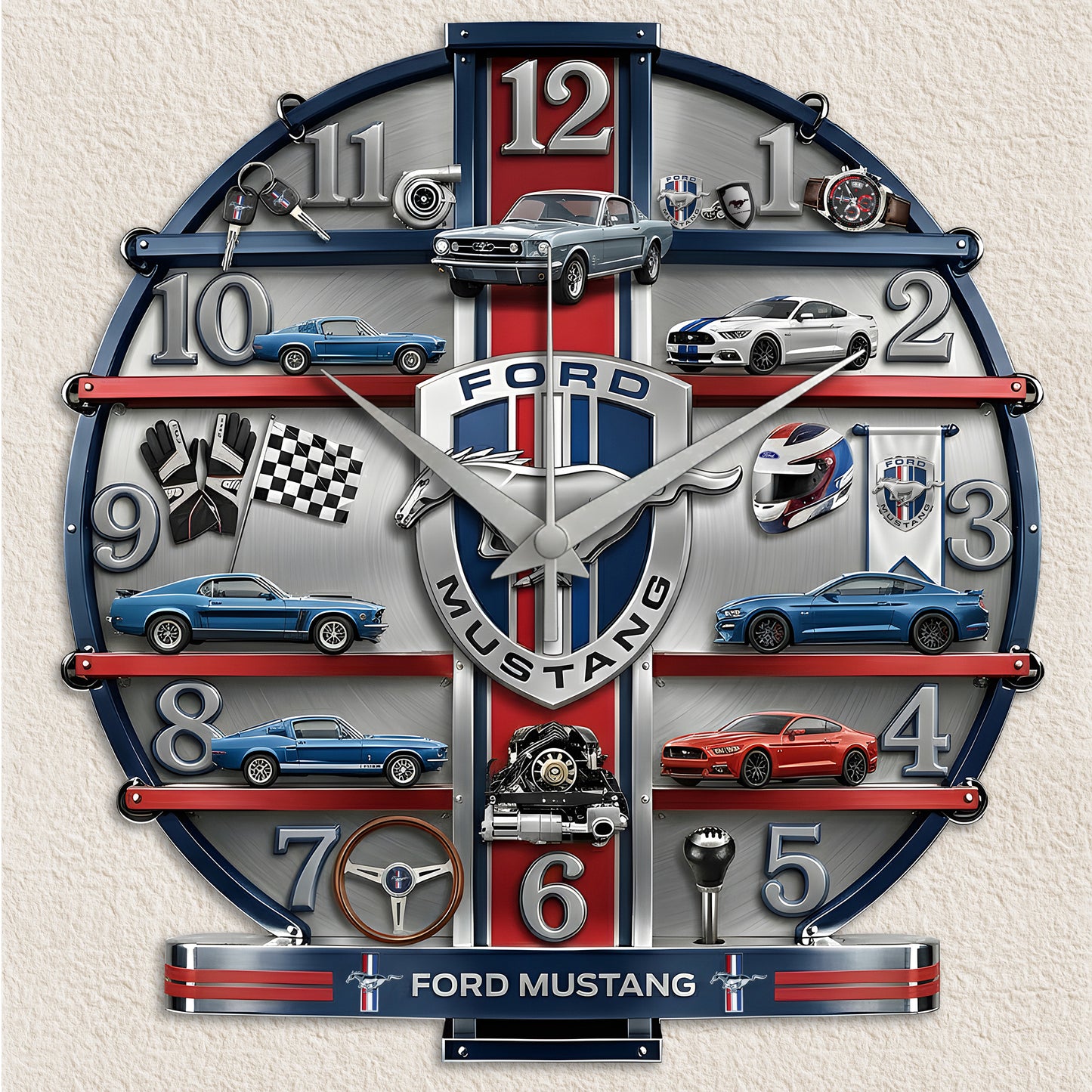 F Mustang Home Decorative 3D Visual Effect Acrylic Wall Clock