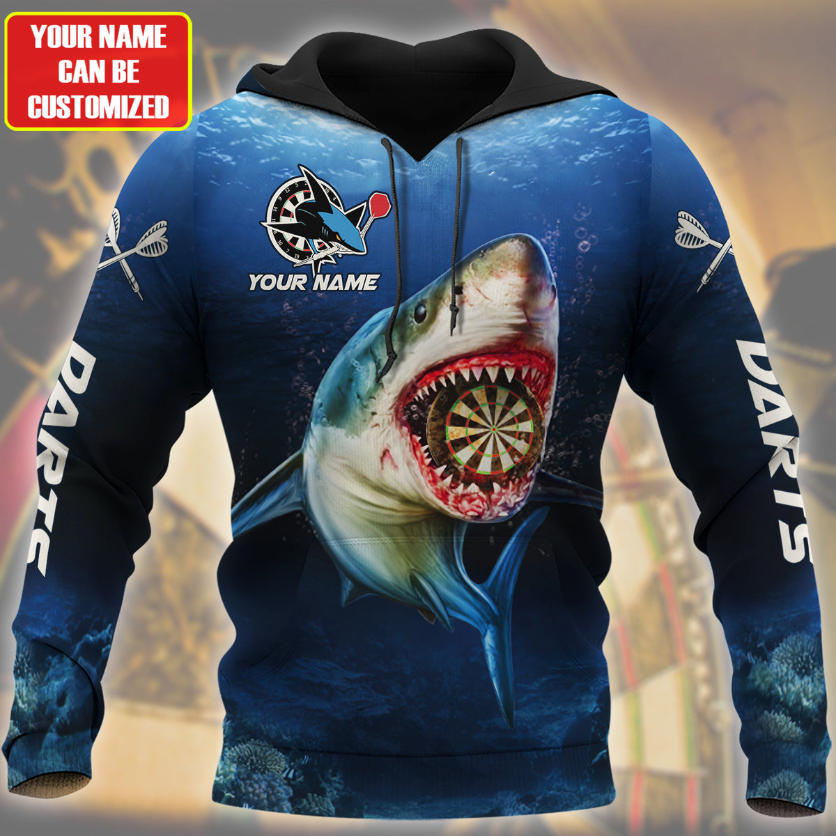 Personalized Name Shark Darts All Over Printed Unisex Shirt Q220202