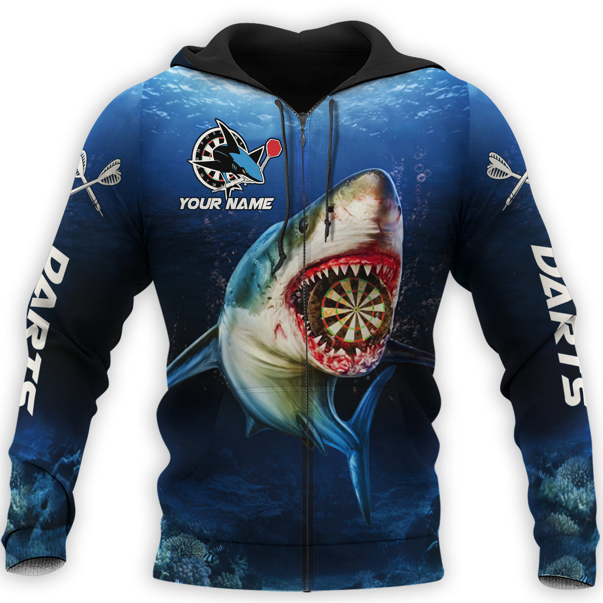 Personalized Name Shark Darts All Over Printed Unisex Shirt Q220202