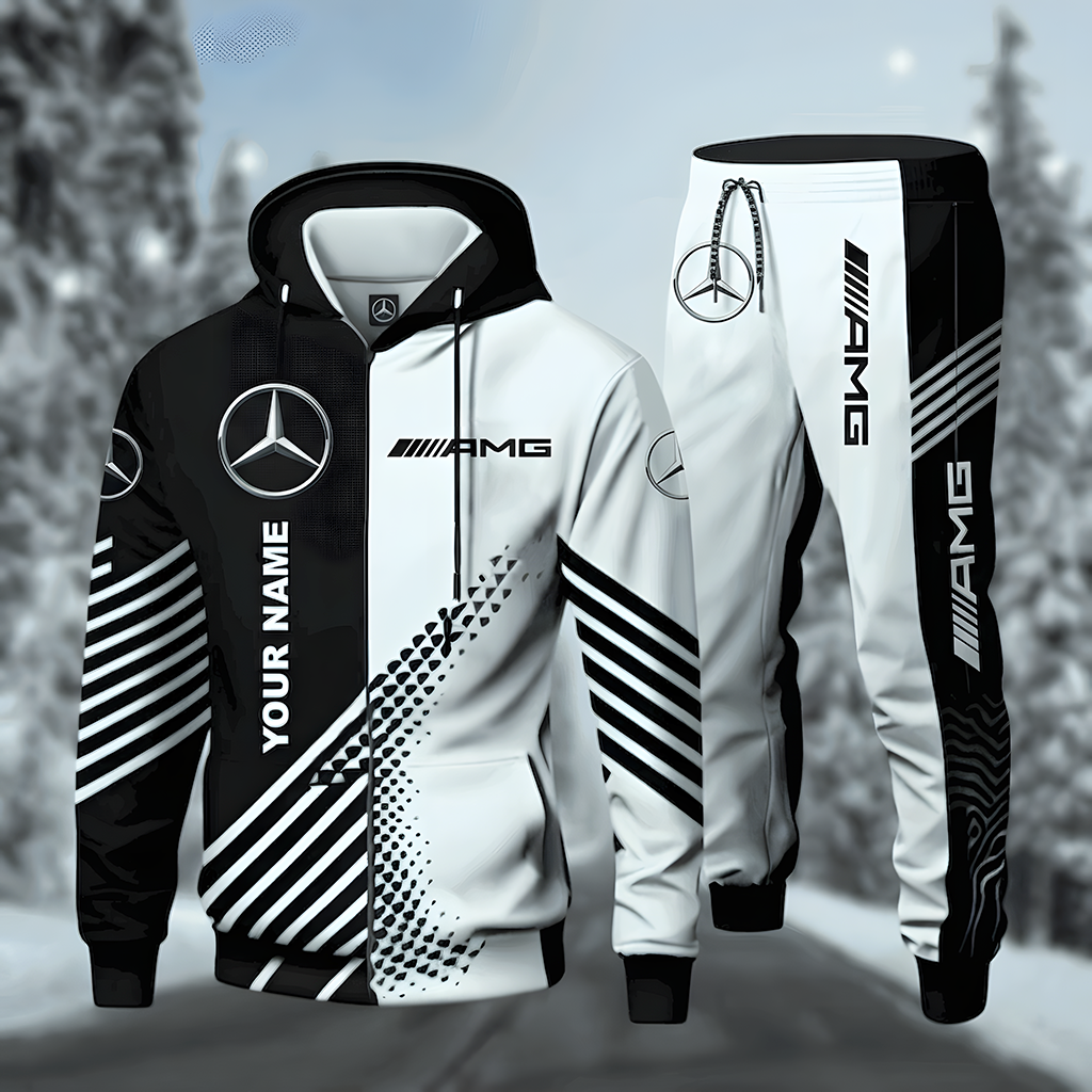 Personalized Merc AMG Sport All over Printed Hoodie and Sweatpants set