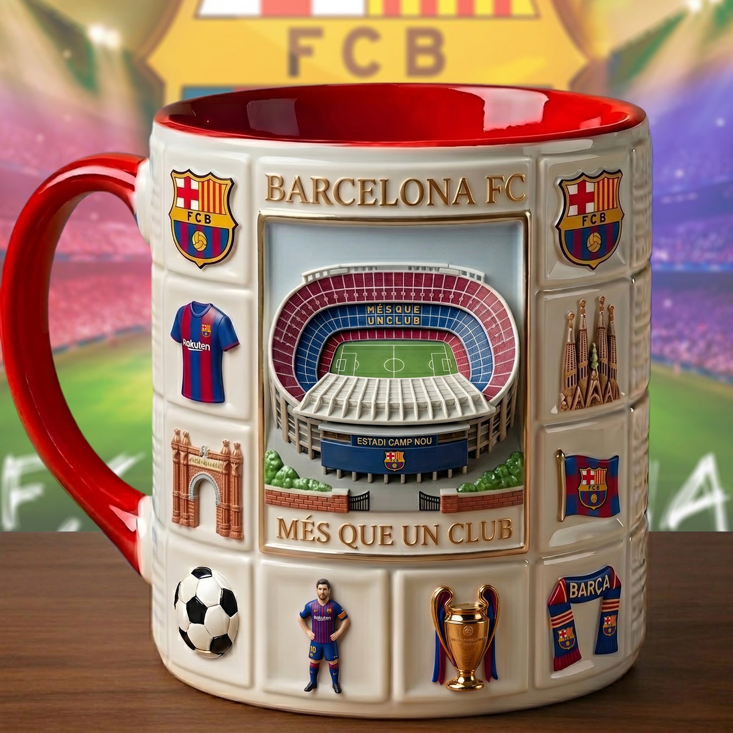 Personalized Barca Stadium Accent Mug , Cream Mug Gifts , Holiday Gifts