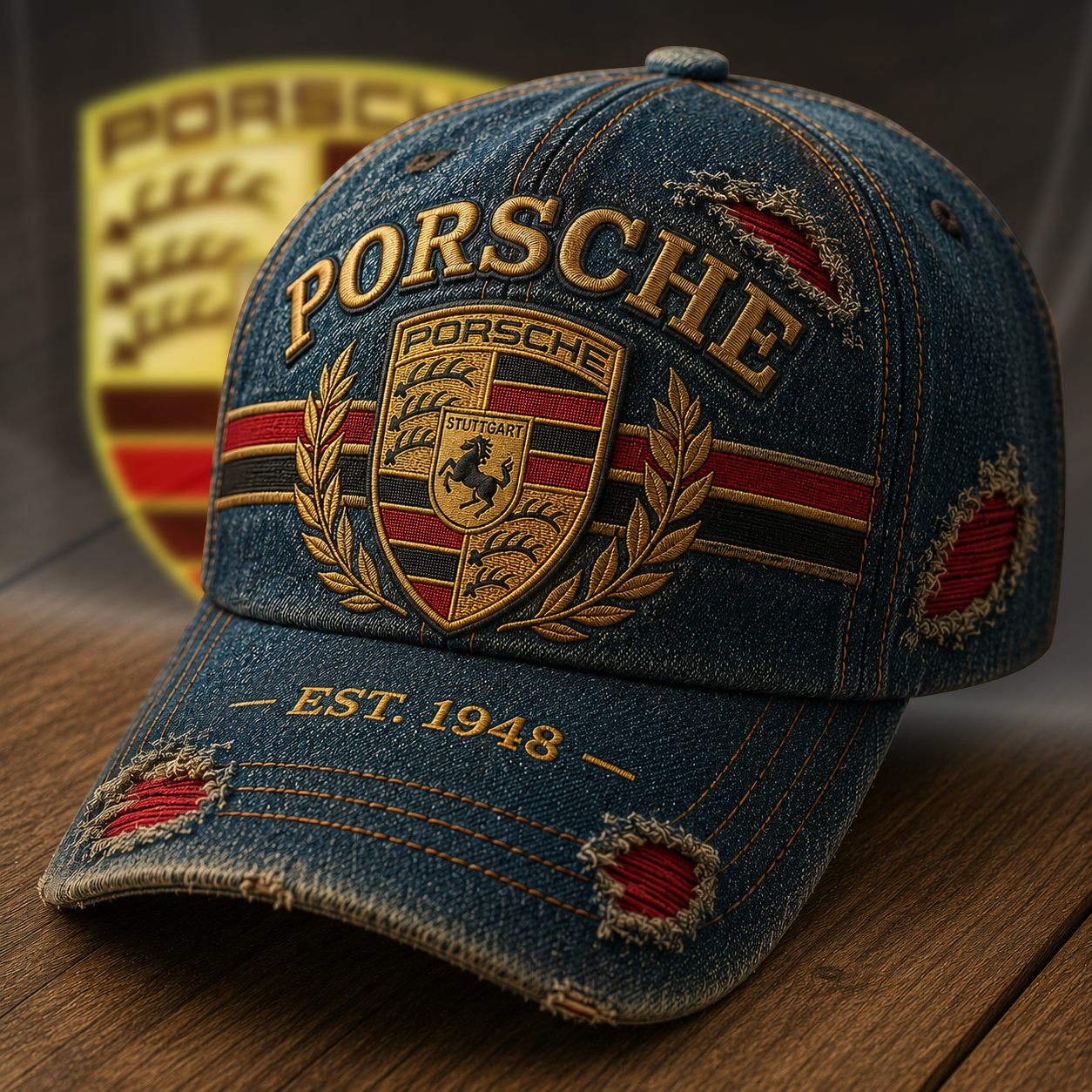 Pors EST 1948 Distressed Denim Classic Cap