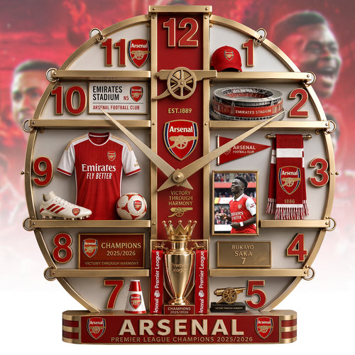 Arsenal 25/26 Home Decorative 3D Visual Effect Acrylic Wall Clock