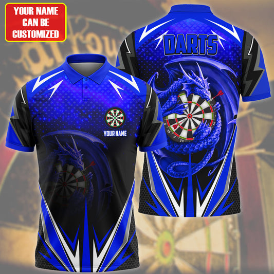 Personalized Name Dragon Darts Blue Version All Over Printed Unisex Shirt Q220507