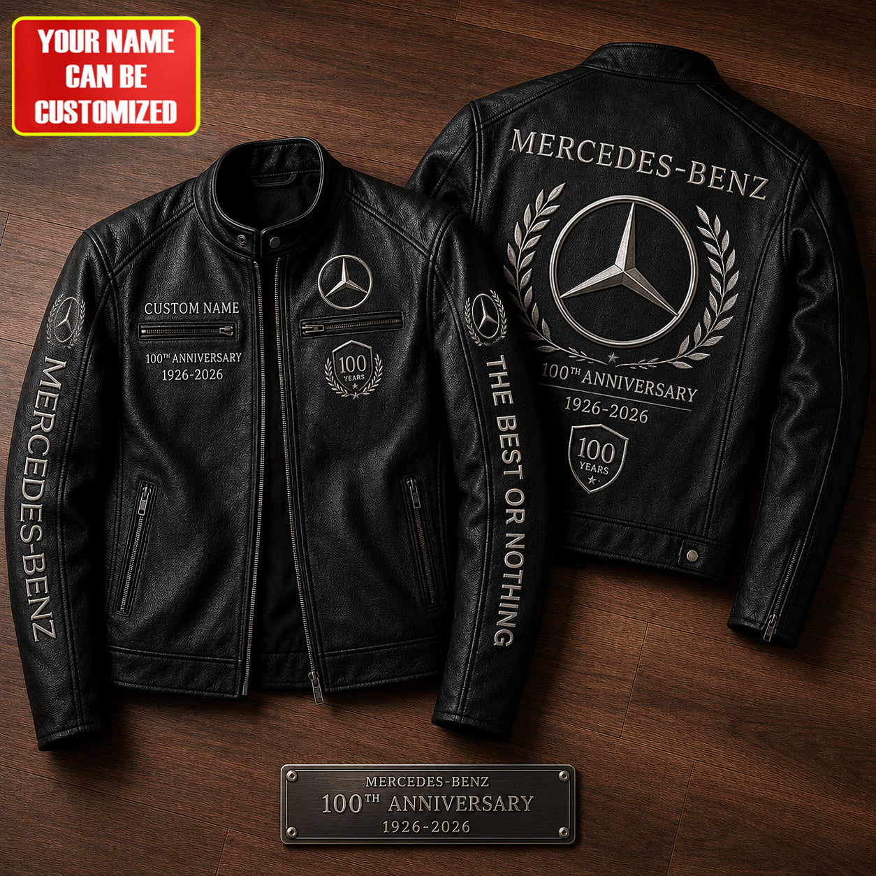 Personalized Merc 100TH Anniversary Premium Vintage Collar Leather Jacket (1926-2026)