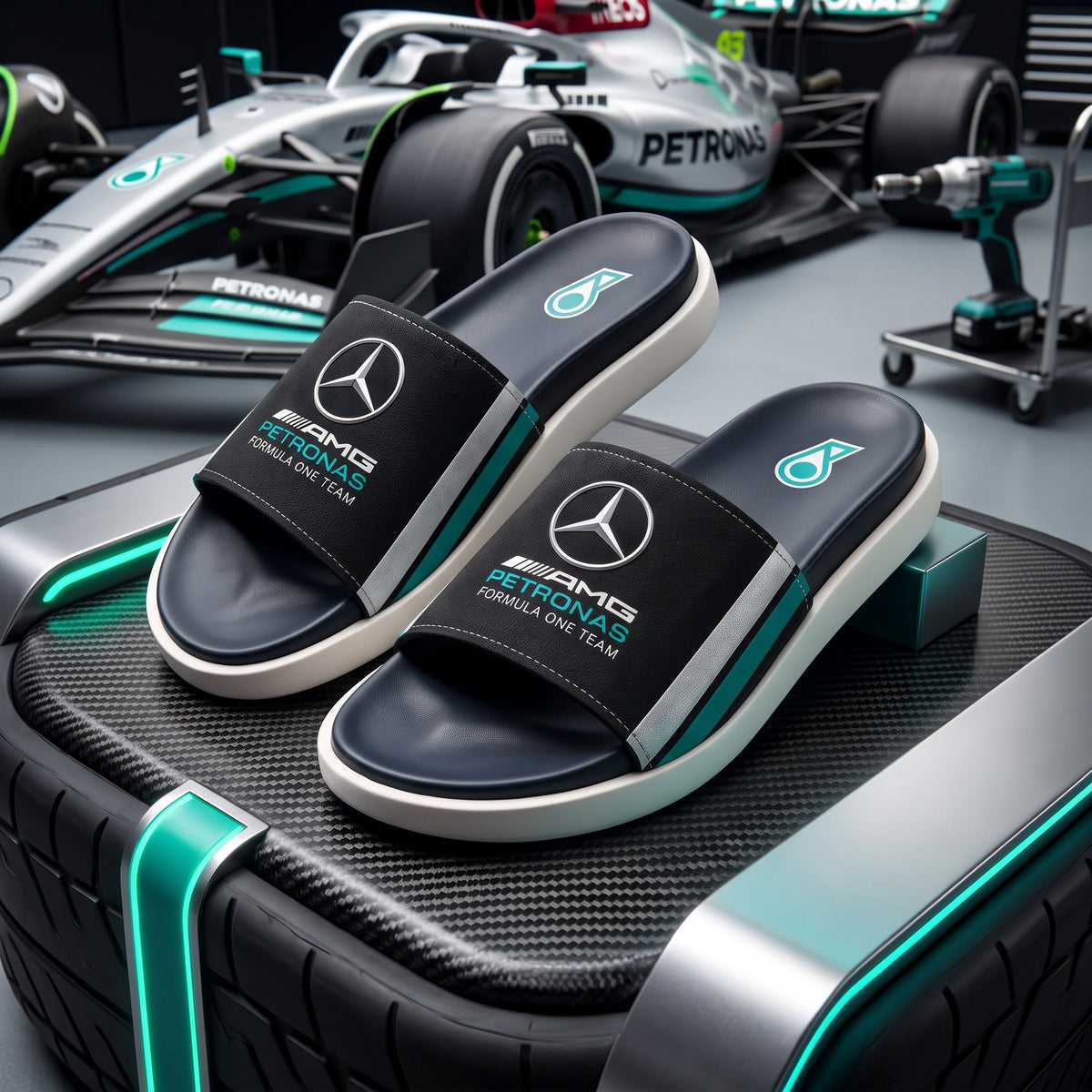 Merc AMG Petronas Sportline Custom Leather Sandals