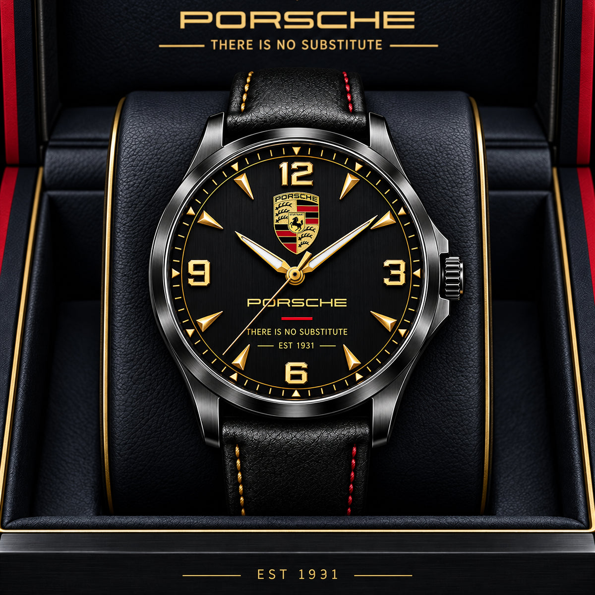 Personalized Pors Premium Luxury Leather Strap Watch