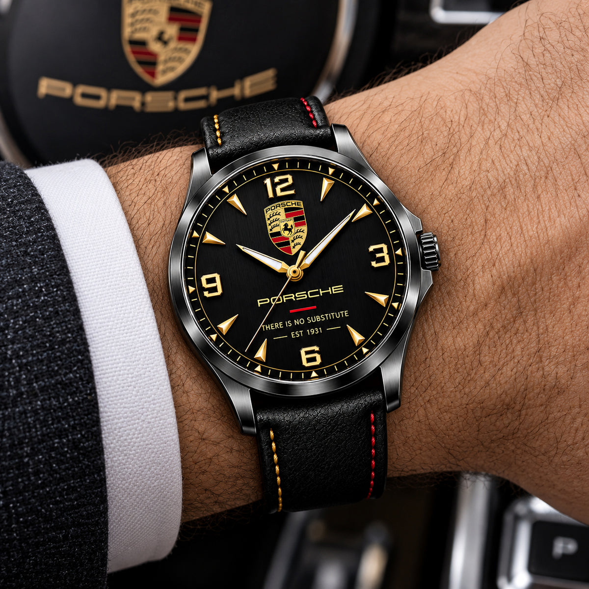 Personalized Pors Premium Luxury Leather Strap Watch