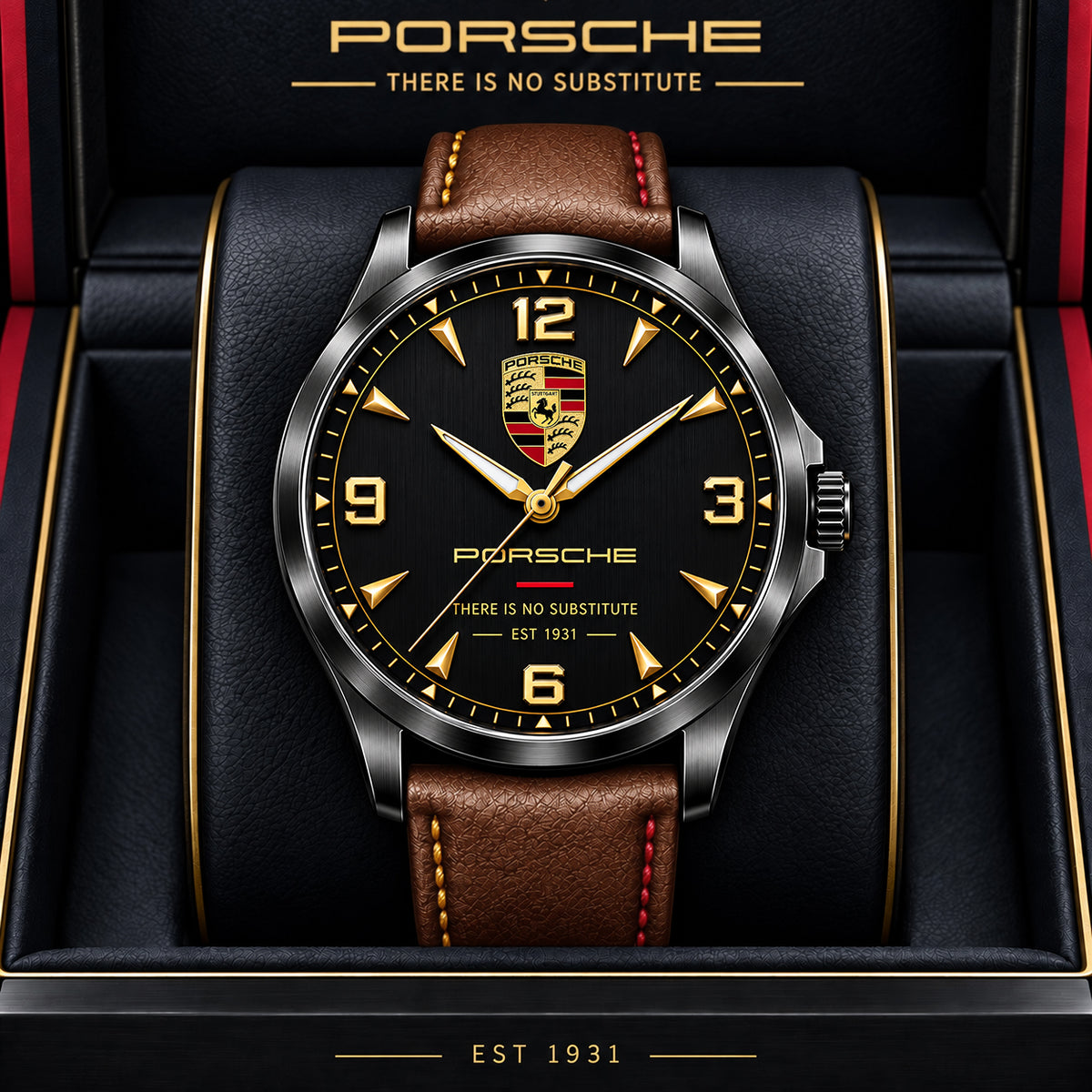 Personalized Pors Premium Luxury Leather Strap Watch