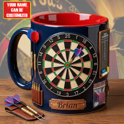 Personalized Darts Player Accent Mug , Cream Mug Gifts , Holiday Gifts