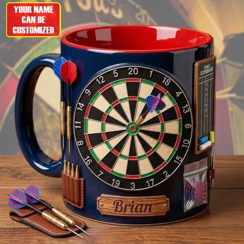 Personalized Darts Player Accent Mug , Cream Mug Gifts , Holiday Gifts