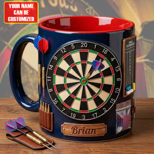 Personalized Darts Player Accent Mug , Cream Mug Gifts , Holiday Gifts
