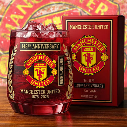 Personalized MU FC 148 Years Anniversary Whisky , MU Whiskey Glass, Holiday Gifts V8