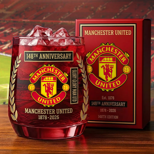 Personalized MU FC 148 Years Anniversary Whisky , MU Whiskey Glass, Holiday Gifts V8