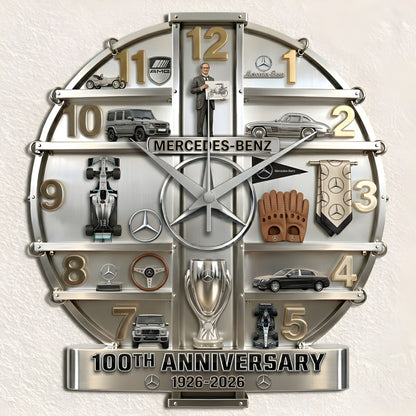 Merc 100th Anniversary Home Decorative 3D Visual Effect Acrylic Wall Clock (1926-2026)