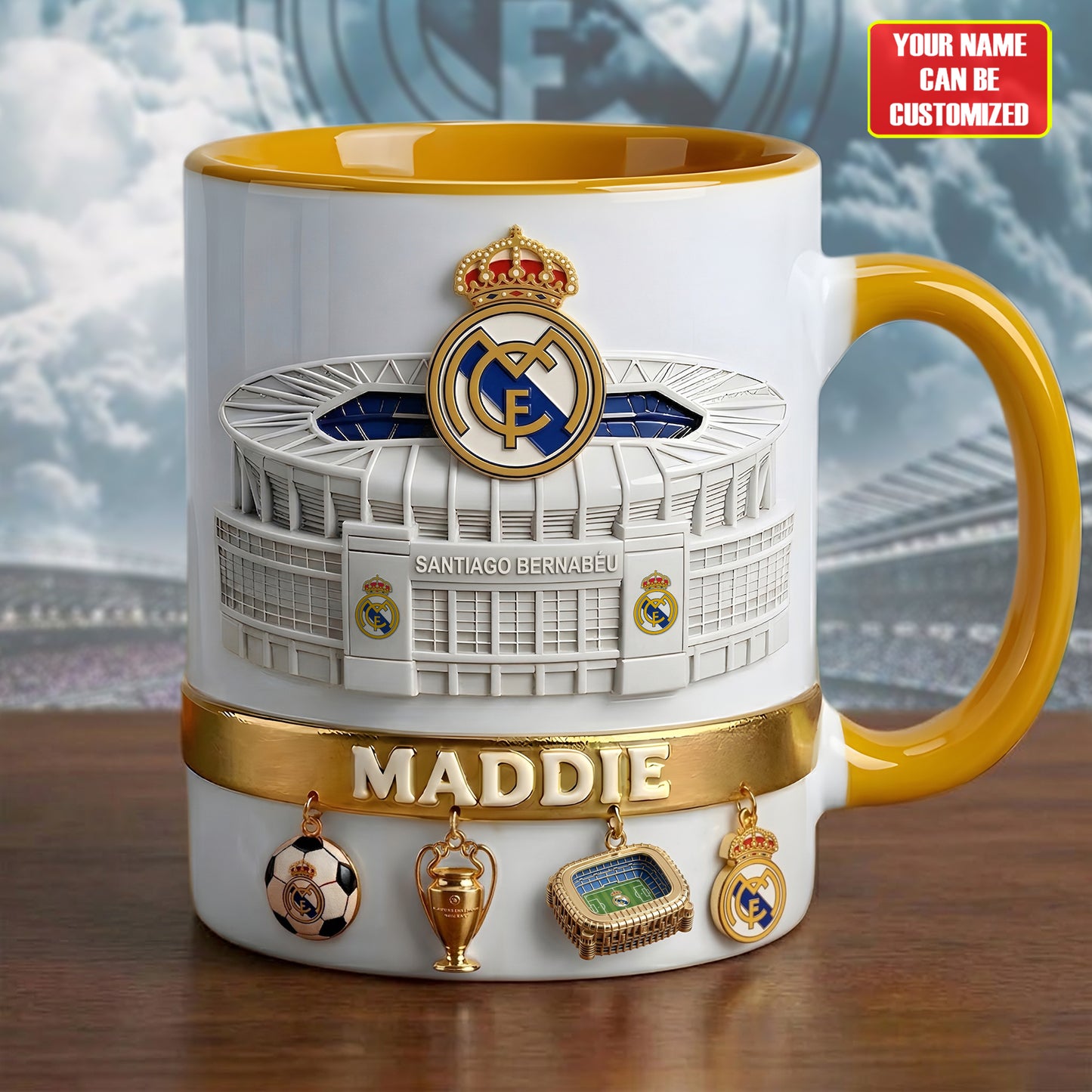 Real FC Stadium Accent Mug , Cream Mug Gifts , Holiday Gifts