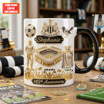 Personalized Newcastle Celebrate 145th Anniversary Accent Mug , Cream Mug Gifts , Holiday Gifts (1881-2026)