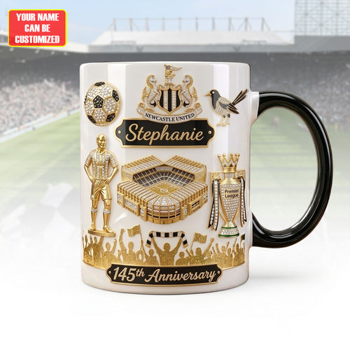 Personalized Newcastle Celebrate 145th Anniversary Accent Mug , Cream Mug Gifts , Holiday Gifts (1881-2026)