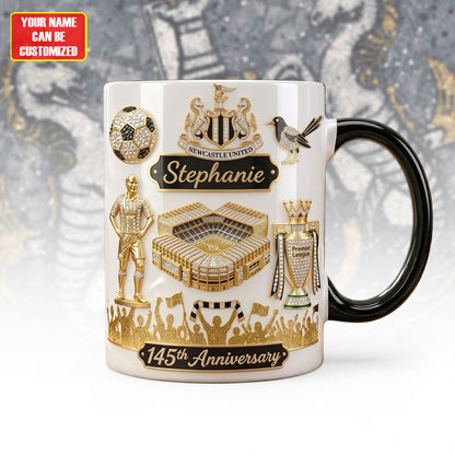 Personalized Newcastle Celebrate 145th Anniversary Accent Mug , Cream Mug Gifts , Holiday Gifts (1881-2026)