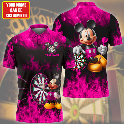 Personalized Name Mk Darts Fire Pink Version All Over Printed Unisex Shirt Q230402