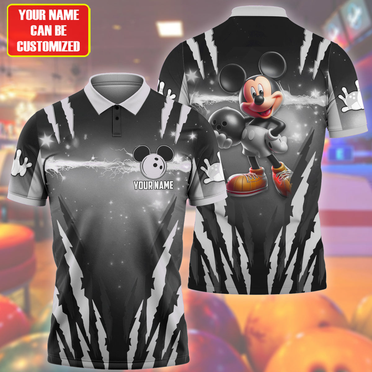 Personalized Name Mk Bowling Q4 Black Version All Over Printed Unisex Shirt Q230405