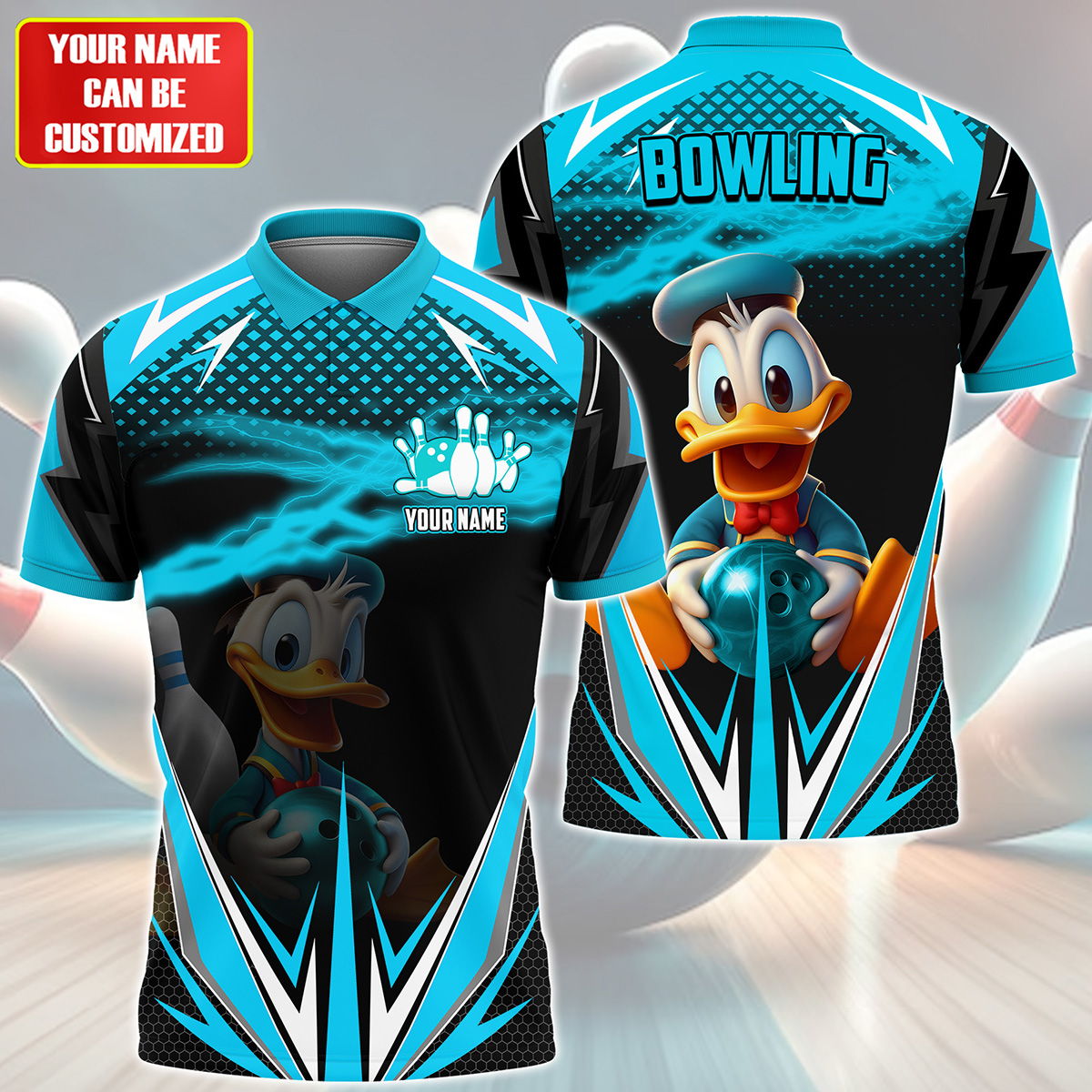 Personalized Name Dn Bowling Teal Version All Over Printed Unisex Shirt Q230502