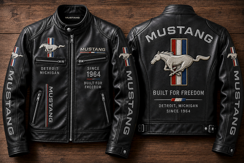 F Mustang Since 1964 Vintage Collar Leather Jacket