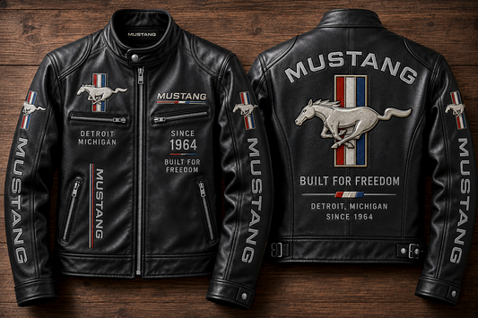 F Mustang Since 1964 Vintage Collar Leather Jacket