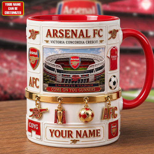 Personalized Arsenal FC Victoria Accent Mug , Cream Mug Gifts , Holiday Gifts