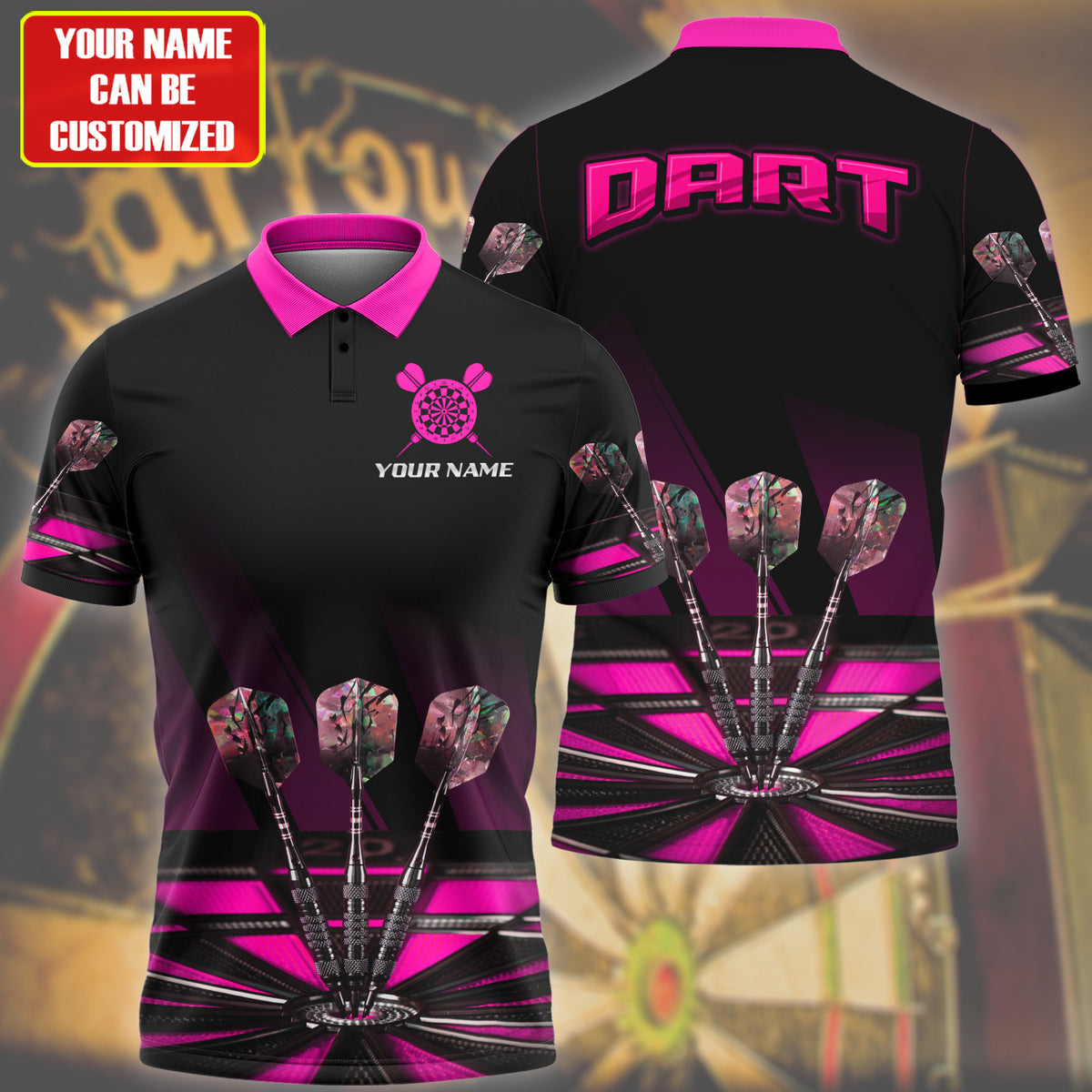 Personalized Name Pink Darts Q6 All Over Printed Unisex Shirt Q230904
