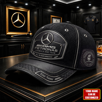 Personalized Merc AMG Petronas Leather Vintage Classic Cap