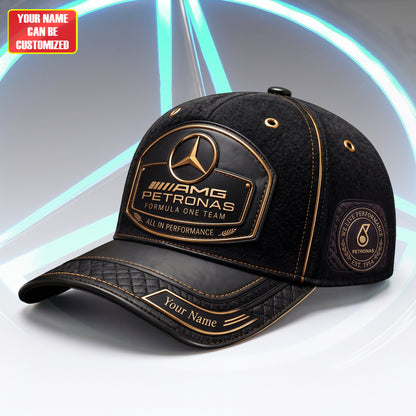 Personalized Merc AMG Petronas Leather Vintage Classic Cap