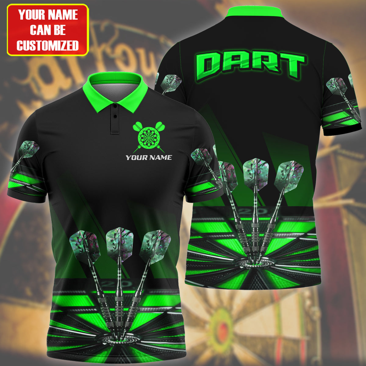 Personalized Name Green Darts Q6 All Over Printed Unisex Shirt Q230904