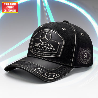 Personalized Merc AMG Petronas Leather Vintage Classic Cap
