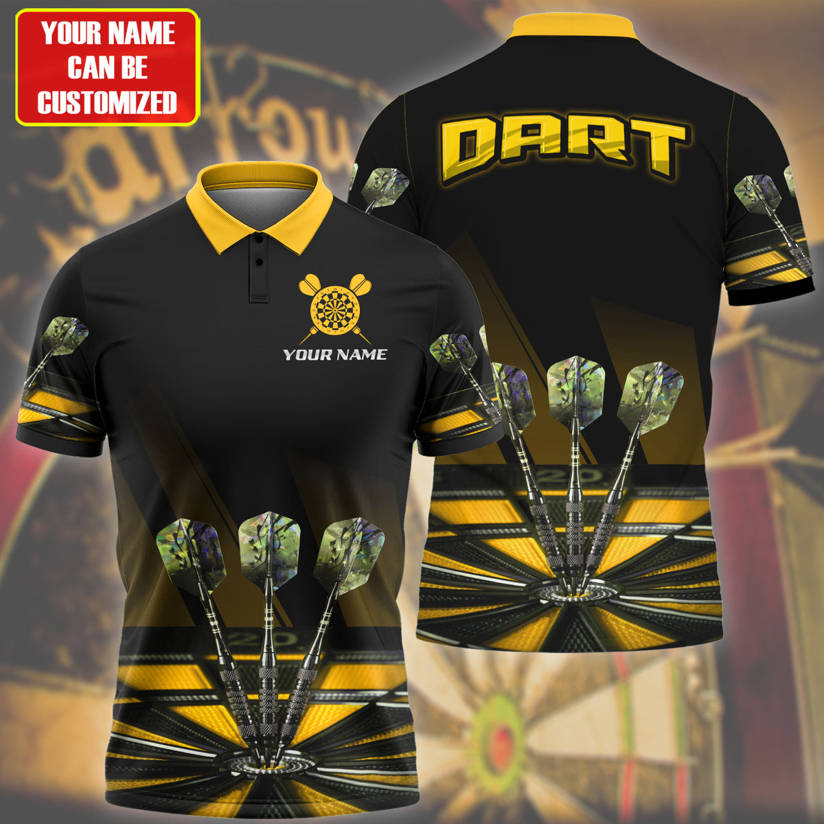 Personalized Name Yellow Darts Q6 All Over Printed Unisex Shirt Q230904