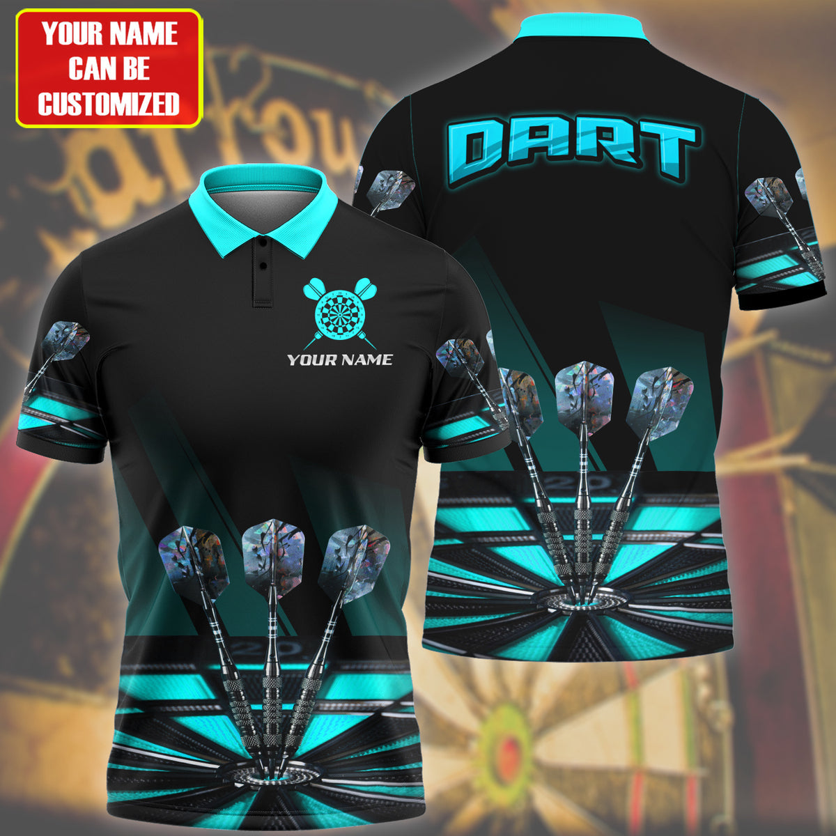 Personalized Name Teal Darts Q6 All Over Printed Unisex Shirt Q230904