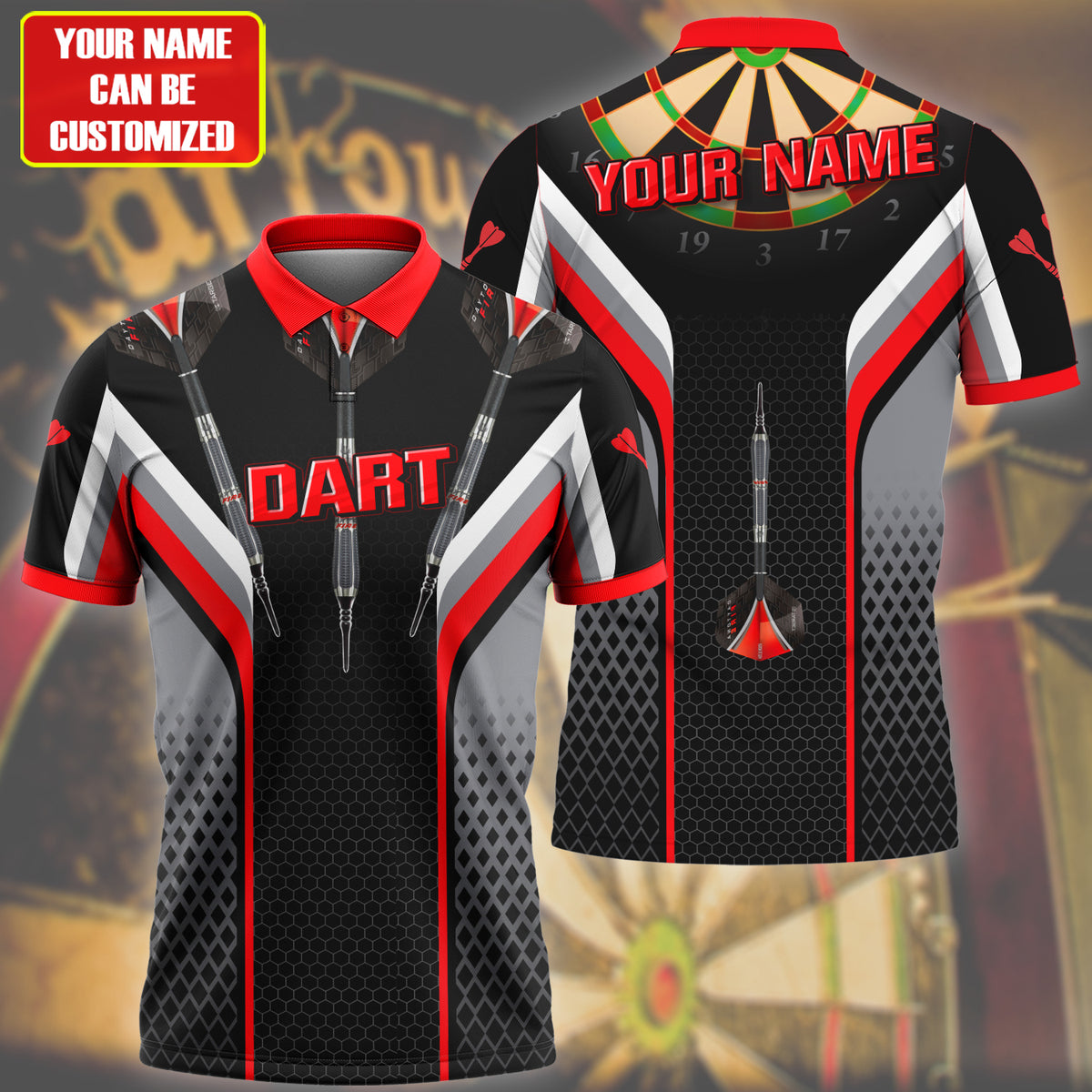 Personalized Name Red Darts Q7 All Over Printed Unisex Shirt Q230905