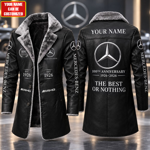 Personalized Merc 100TH Anniversary Leather Fleece Winter Coat (1926-2026)