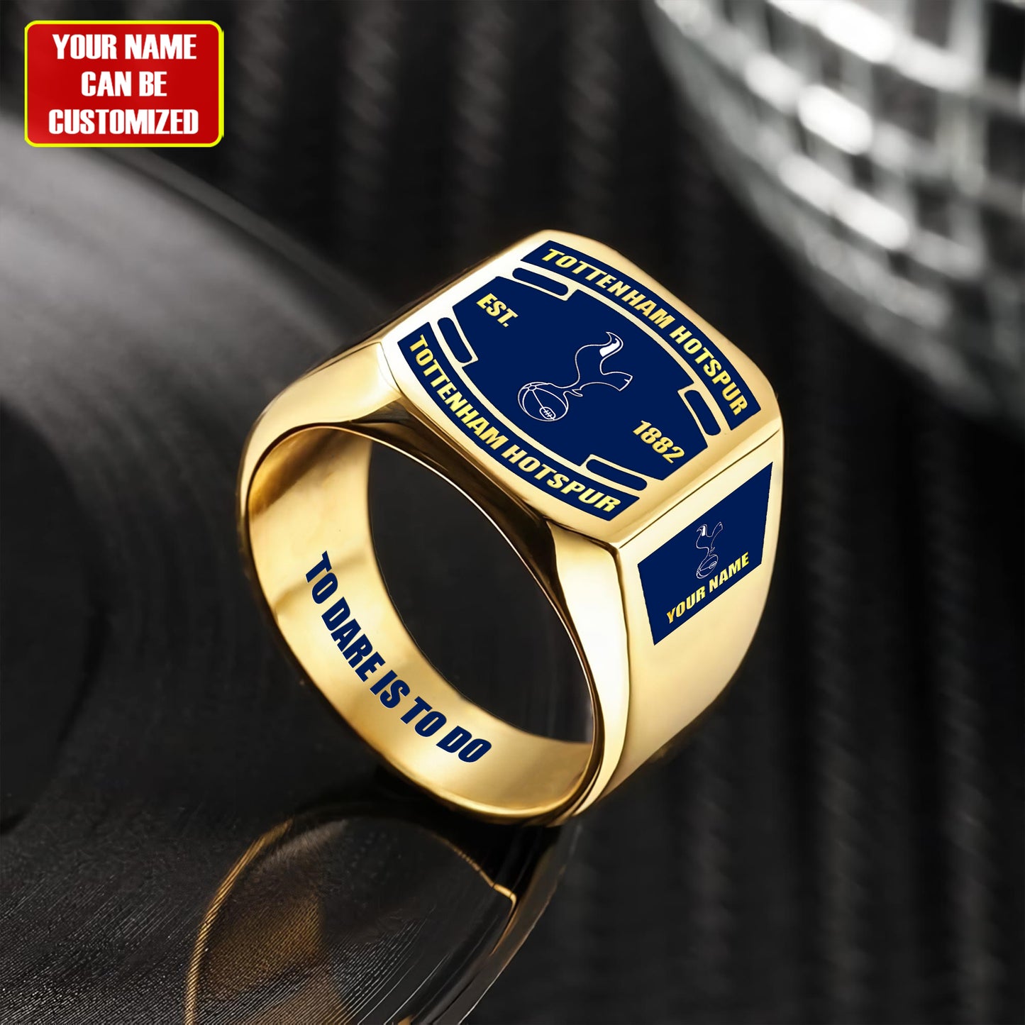 Tottenham FC Custom Name Classic Design Ring