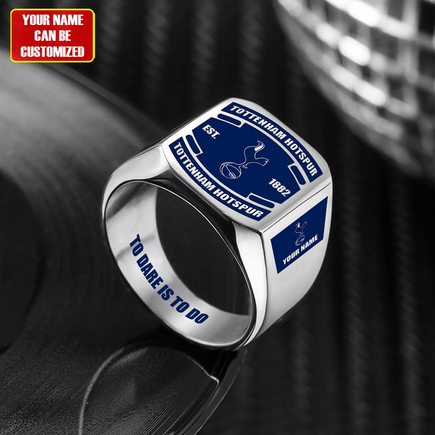 Tottenham FC Custom Name Classic Design Ring