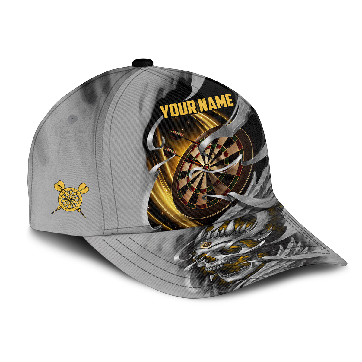 Personalized Name Yellow Skull Darts Classic Cap Q240208