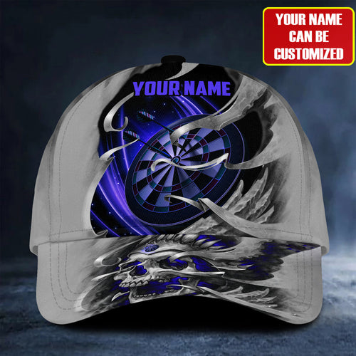Personalized Name Blue Skull Darts Classic Cap Q240208