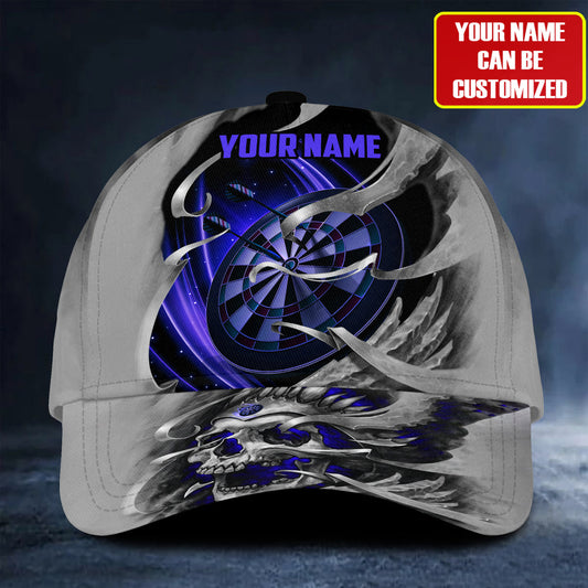 Personalized Name Blue Skull Darts Classic Cap Q240208