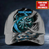 Personalized Name Teal Skull Darts Classic Cap Q240208
