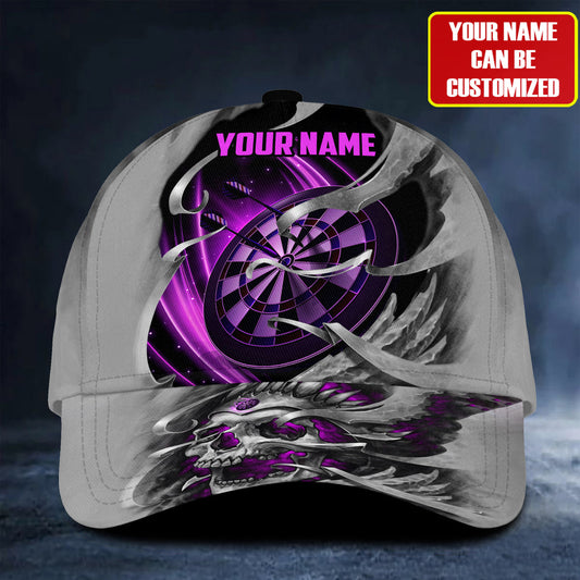 Personalized Name Purple Skull Darts Classic Cap Q240208