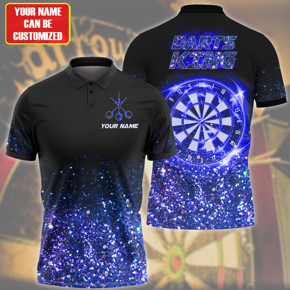 Personalized Name Blue Darts King All Over Printed Unisex Shirt Q240401
