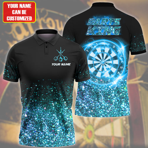 Personalized Name Teal Darts King All Over Printed Unisex Shirt Q240401