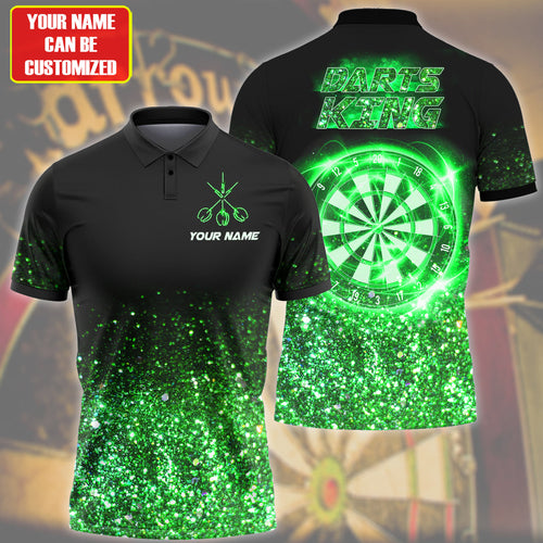 Personalized Name Green Darts King All Over Printed Unisex Shirt Q240401