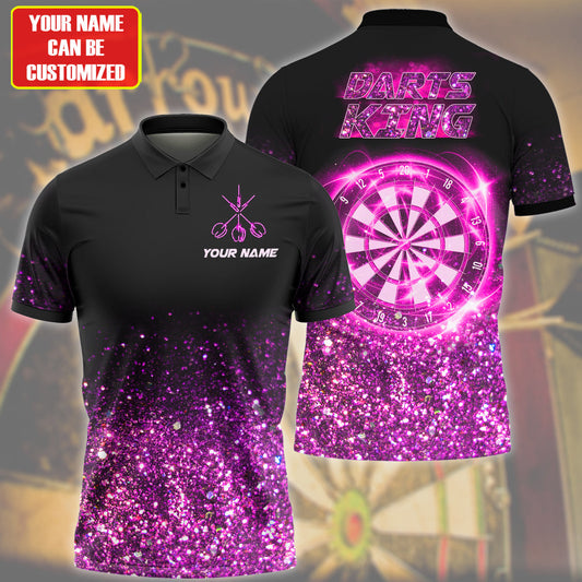 Personalized Name Pink Darts King All Over Printed Unisex Shirt Q240401